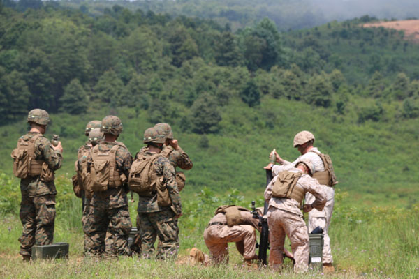 US Marine Corps soldiers demonstrate martial arts