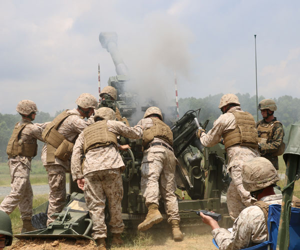 US Marine Corps soldiers demonstrate martial arts