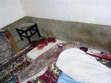 This image is believed to have been taken a day or two after the Haditha incident, and was made available in Baghdad, Iraq, Friday, June 2, 2006, by lawyer Khaled Salem Rsayef, but was not taken by him. It purportedly shows the scene in one of the houses in Haditha, Iraq after two dozen civilian Iraqis were allegedly killed by U.S. Marines last November, which Rsayef said Friday was carried out by three or four Marines while about 20 more waited outside.