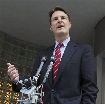 In this photo provided by ABC News, Sen. Evan Bayh, D-Ind., talks outside after appearing for an interview with George Stephanopolous on ABC's This Week, in Washington, Sunday, Dec. 3, 2006. (AP