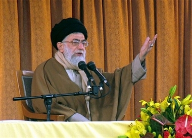 Iranian supreme leader Ayatollah Ali Khamenei, delivers a speech in a public gathering at the city of Mashhad, 540 miles (900 kilometers) northeast of the capital Tehran, Iran, Wednesday, March 21, 2007.