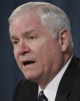 Defense Secretary Robert Gates answers a question during a briefing at the Pentagon in Washington, Wednesday, April 11, 2007.