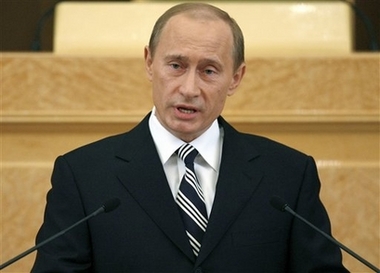 President Vladimir Putin delivers the annual state of the nation address to the Federation Council, the upper house of parliament in Moscow's Kremlin Thursday, April 26, 2007. 