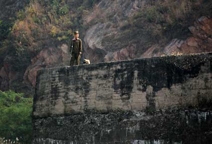 North Korean soldier on guard