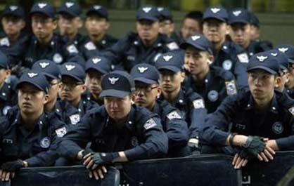 South Korean soldier on guard during anti-North rally