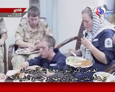British sailors seen on Iranian television