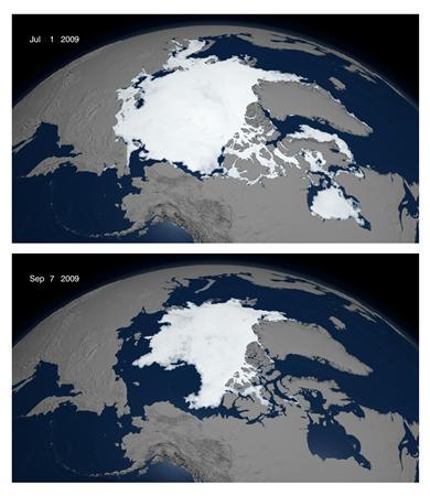Arctic ice melts to third-lowest level on record
