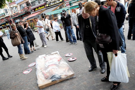 Activist protests against meat consumption