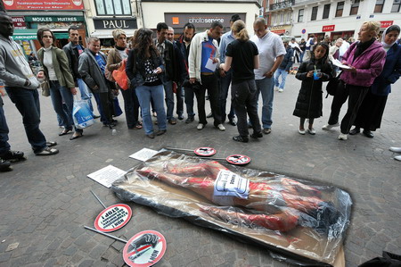 Activist protests against meat consumption