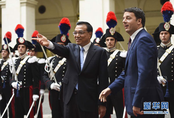 Chinese premier arrives in Rome for official visit to Italy