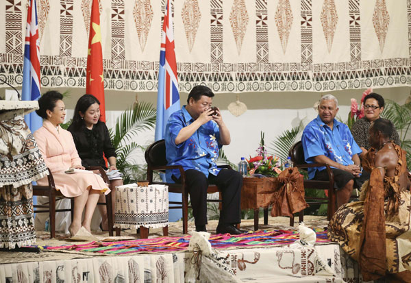 Xi gets a double welcome on Fiji trip