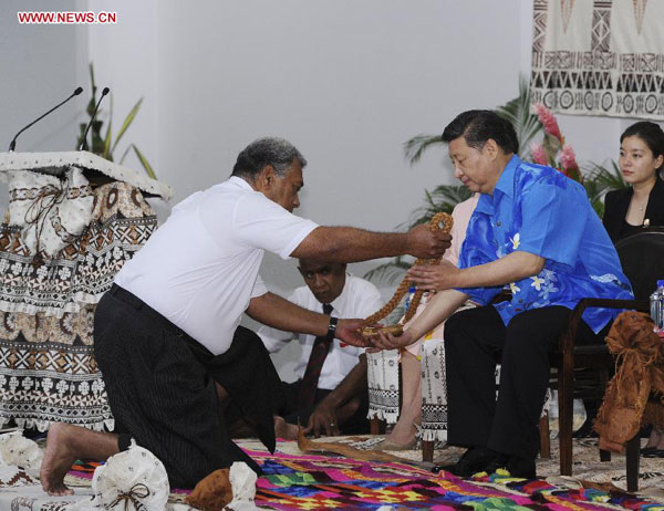 Xi gets a double welcome on Fiji trip