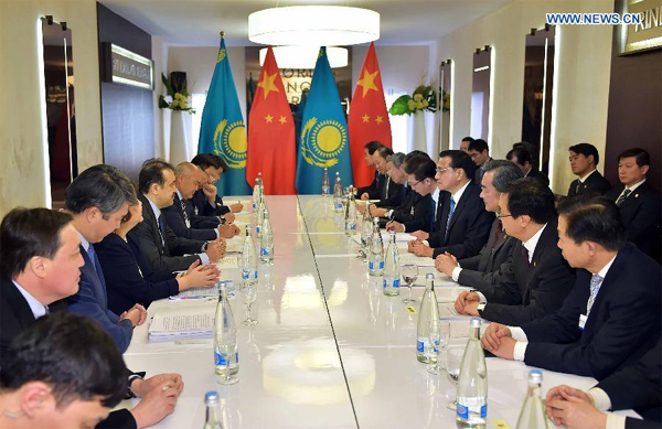 Premier Li meets Ukrainian, Serbian and Kazakh leaders in Davos