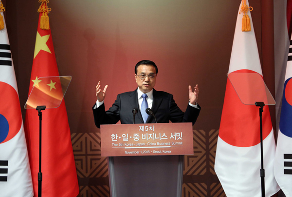 Premier Li likens China-Japan-ROK ties to Korean Bibimbap