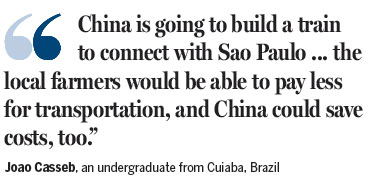 Young Brazilians sing China's praises