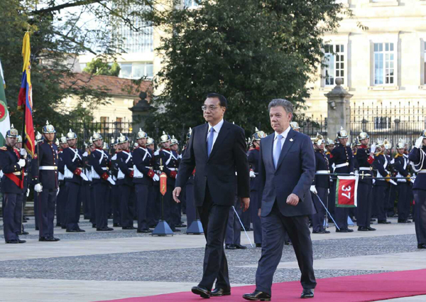 Chinese premier arrives in Colombia for official visit