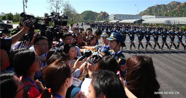 China's parade training attracts reporters from home and abroad