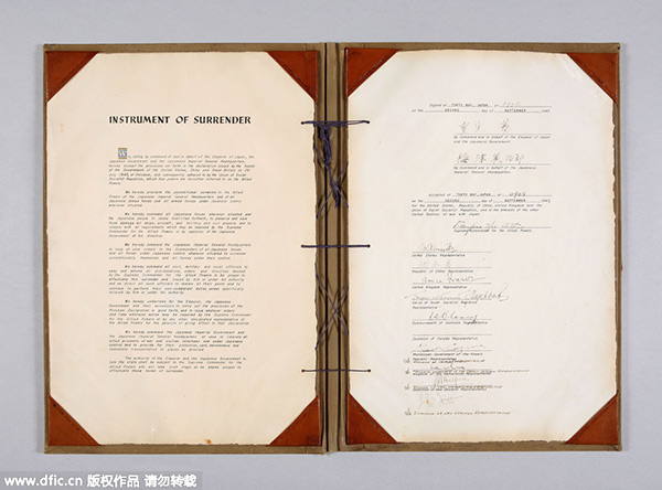 Japan exhibits original document of WWII Instrument of Surrender