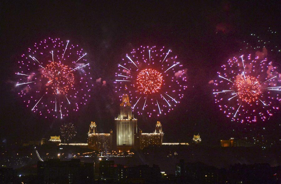 Fireworks explode across Russia to celebrate Victory Day