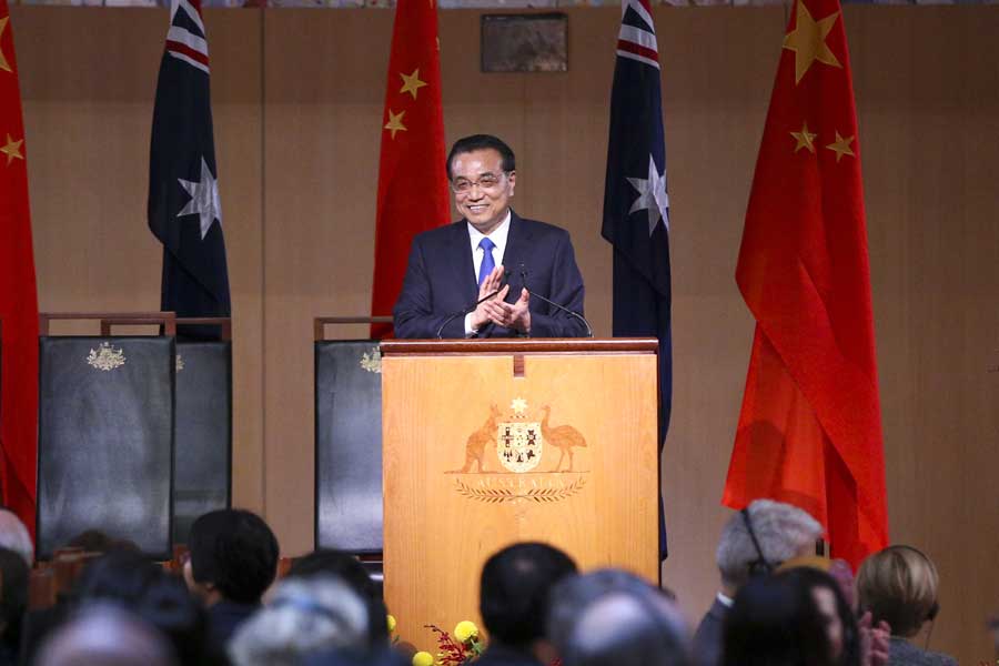 Li addresses welcome luncheon hosted by Australian PM