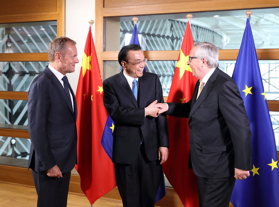 Chinese premier meets EU leaders in Brussels