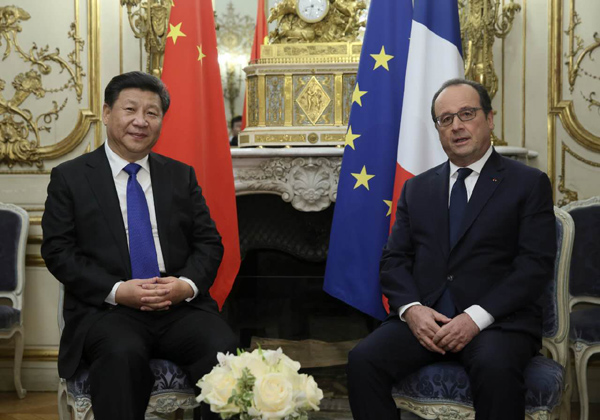 Chinese president meets French counterpart in Paris