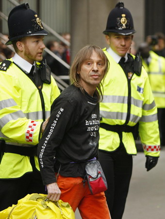 'Spiderman' joins G20 protestors in London