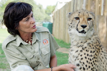 Woman lives with cheetahs, lion, wolves