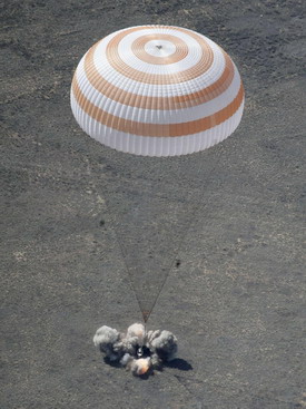 Russian manned space capsule lands