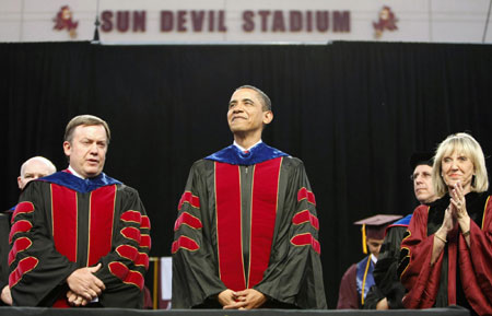 Obama attends the commencement ceremony at ASU