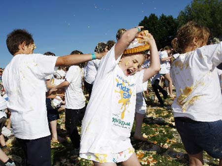 251 children take part in largest custard pie fight