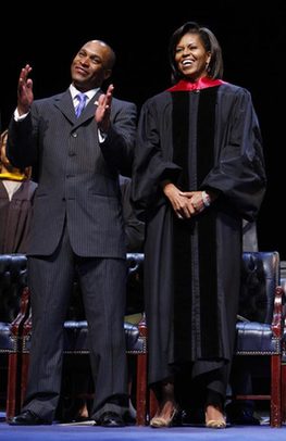 US first lady cheers at high school graduation ceremony