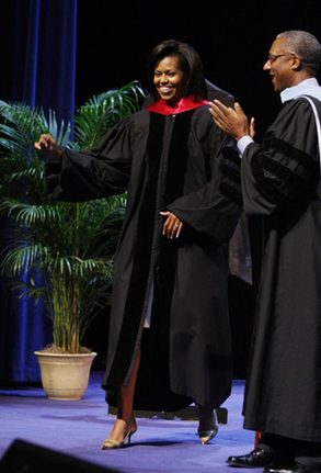 US first lady cheers at high school graduation ceremony