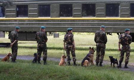 Border guard dog training in Ukrain