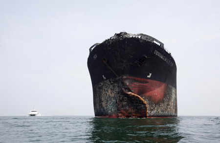 Oil tanker on fire off Malaysia, 9 missing