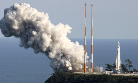 South Korea launches first rocket into space