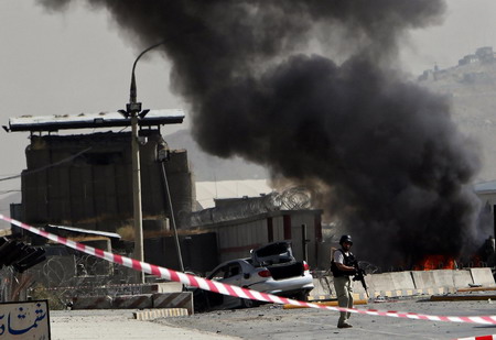 Suicide bombing hits a NATO military base in Kabul