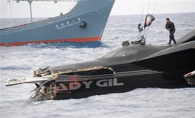 Anti-whaling boat damaged during protest at sea