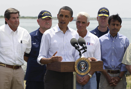 Obama and BP CEO visit Gulf as spill remains unsolved