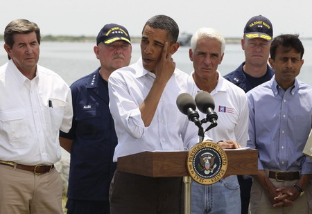 Obama and BP CEO visit Gulf as spill remains unsolved