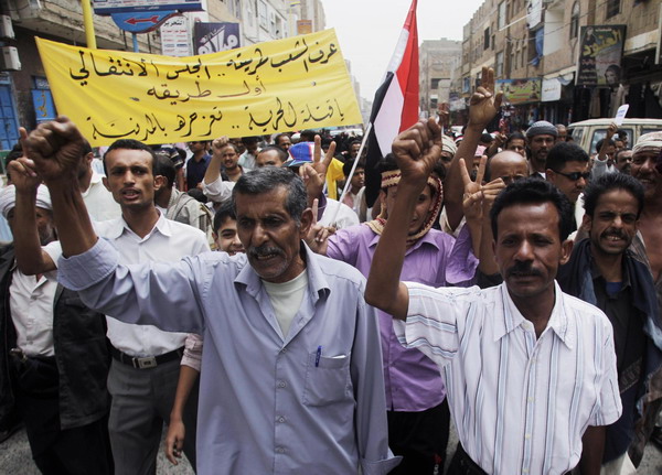 Largest protests since Yemen president left