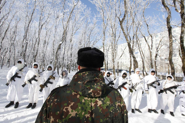 Russian students in training