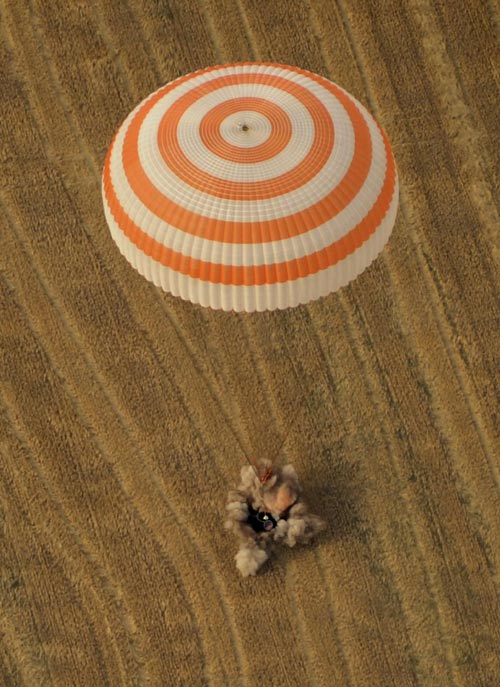 Russian Soyuz capsule lands in Kazakhstan