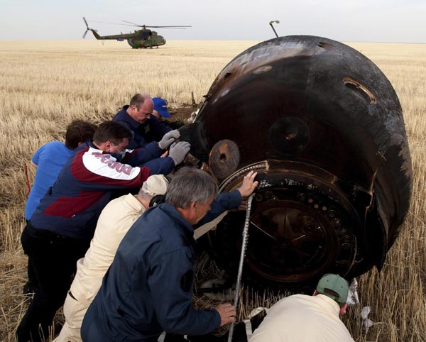 Russian Soyuz capsule lands in Kazakhstan