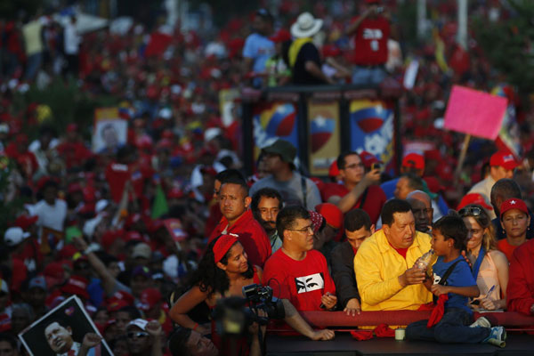 Chavez meets supporters during campaign rally