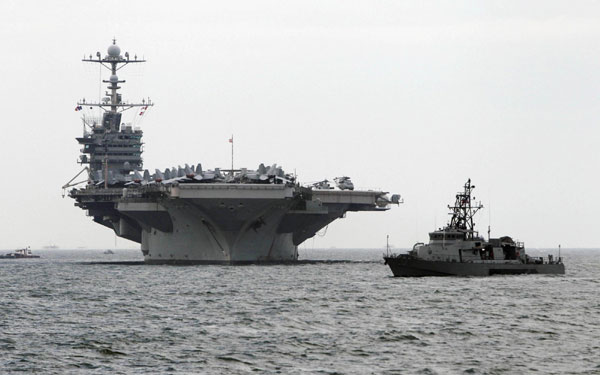 US carrier docked in Philippines