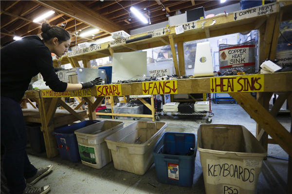 Computer recycle center in Vancouver, Canada