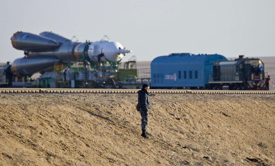 Spacecraft is transported to its launch pad