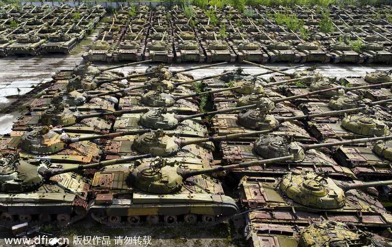 Abandoned tank graveyard in Ukraine