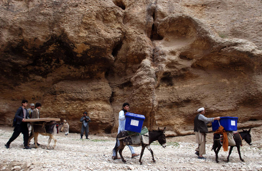 Ballot boxes on donkeys in Afghanistan